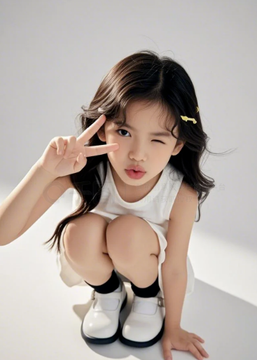 小女孩穿校服裙子蹲着拍照的可爱瞬间(图1) 703ad0ae-bd89-473f-8562-e1badbfbf42a.png